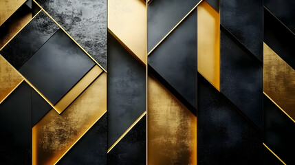 Abstract Geometric Black and Gold 3D Background