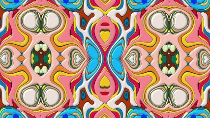 Abstract colorful psychedelic mandala kaleidoscope background pattern for a summer music festival