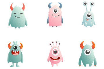 A set of cartoon monsters.