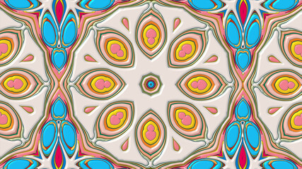 Abstract colorful psychedelic mandala kaleidoscope background pattern for a summer music festival