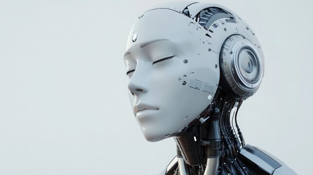 Artificial intelligence in a humanoid head, futuristic AI concept