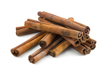 Fragrant cinnamon sticks isolated on white background