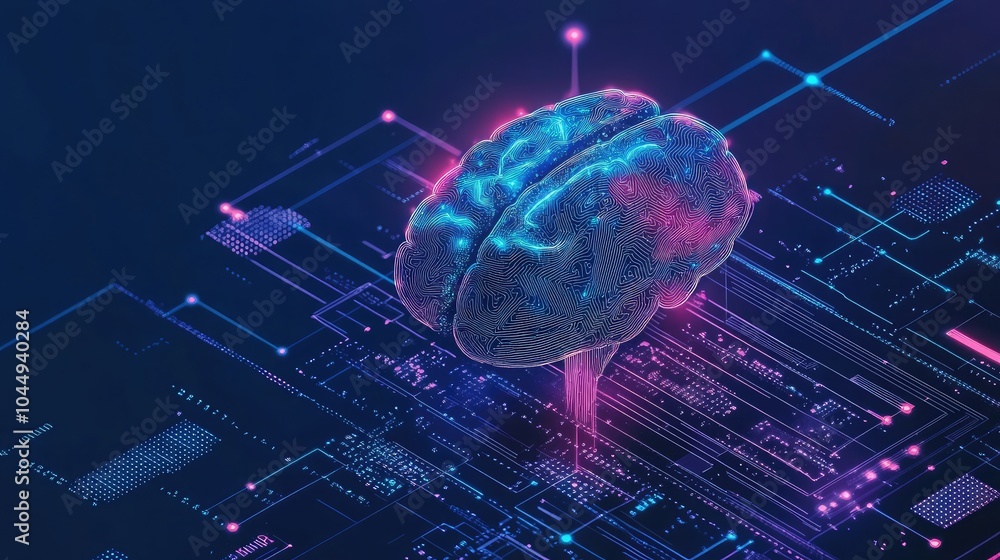 Poster big data technology and ai analysis for business, neural networks, data science