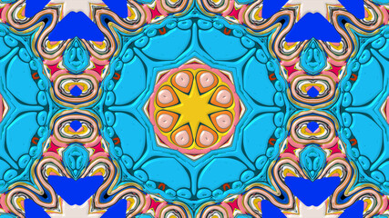Abstract colorful psychedelic mandala kaleidoscope background pattern for a summer music festival
