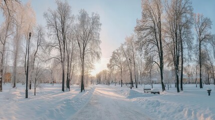 Beautiful winter park panorama