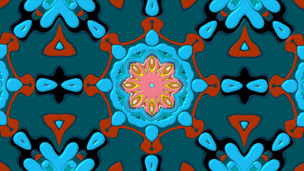 Abstract colorful psychedelic mandala kaleidoscope background pattern for a summer music festival