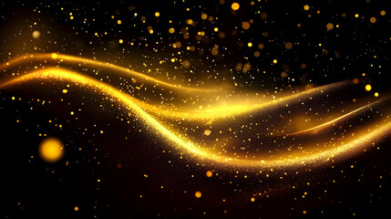 Abstract Golden Glitter Wave Background