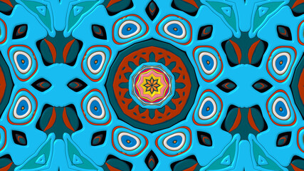 Abstract colorful psychedelic mandala kaleidoscope background pattern for a summer music festival