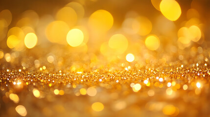 Golden Glitter Background with Bokeh Lights