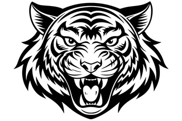  Angry tiger head silhouette vector logo design vector illustration on white
