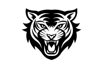 Fototapeta premium Angry tiger head silhouette vector logo design vector illustration on white