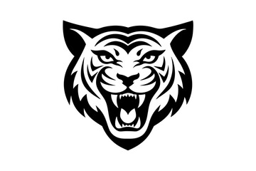  Angry tiger head silhouette vector logo design vector illustration on white