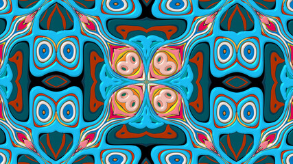 Fototapeta premium Abstract colorful psychedelic mandala kaleidoscope background pattern for a summer music festival