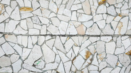 Obraz premium Mosaic Wall Textured Top-Down Natural Light Rustic Abstract Pattern