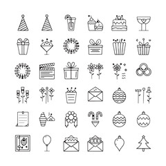 Minimalist Celebration and Event Icons – Festive Vector Line Art for Holidays, Parties, and Special Occasions