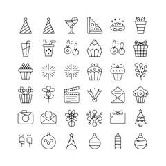 Minimalist Celebration and Event Icons – Festive Vector Line Art for Holidays, Parties, and Special Occasions