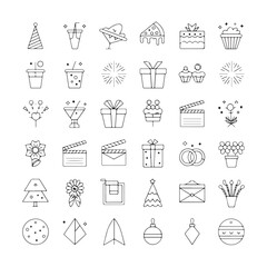 Minimalist Celebration and Event Icons – Festive Vector Line Art for Holidays, Parties, and Special Occasions