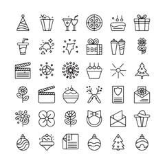 Minimalist Celebration and Event Icons – Festive Vector Line Art for Holidays, Parties, and Special Occasions