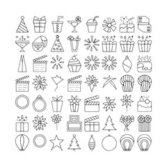 Minimalist Celebration and Event Icons – Festive Vector Line Art for Holidays, Parties, and Special Occasions