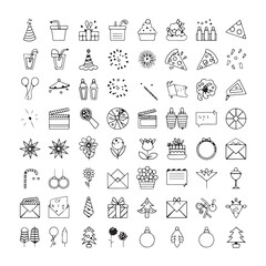 Minimalist Celebration and Event Icons – Festive Vector Line Art for Holidays, Parties, and Special Occasions