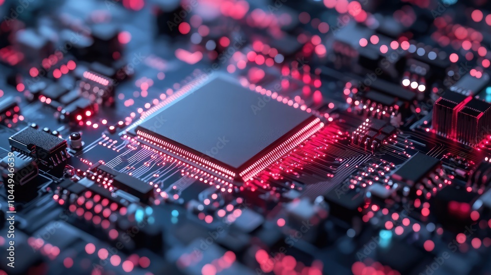 Poster futuristic circuit board processing background with technology design