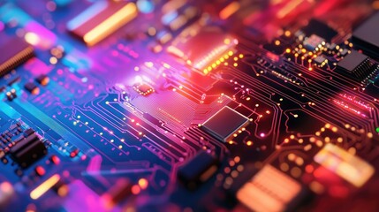 Fototapeta premium Futuristic circuit board technology processing background