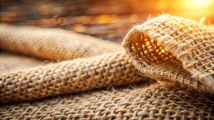 Obraz premium The sun's glow illuminates the intricate weave of a natural fiber, highlighting the delicate texture of the material, creating a warm and inviting visual.