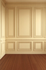 Gentle Cream Wall with Classic Wood Paneling for a Timeless Elegance