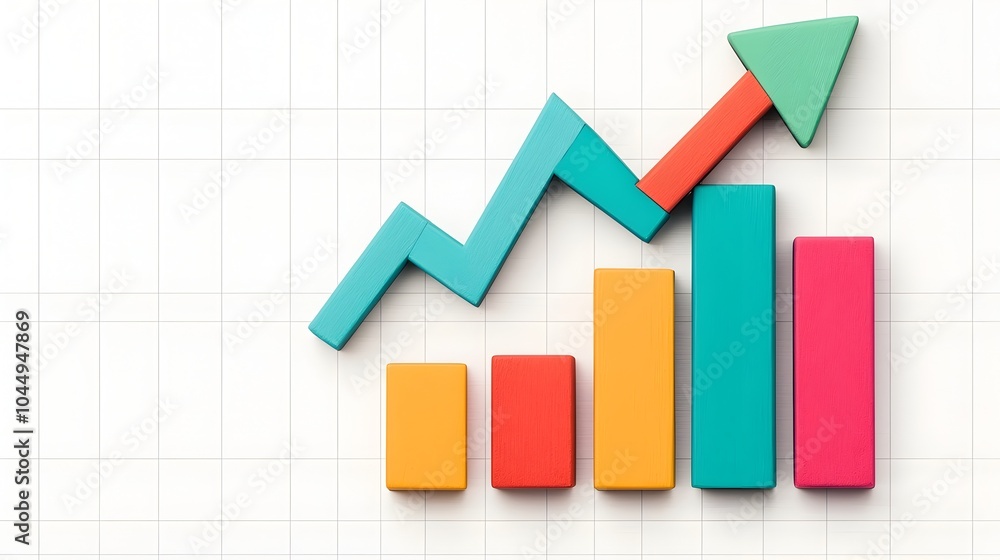 Poster Layered data visualization with intersecting line charts and bar graph displayed on a clean white background with a grid pattern showcasing a modern and professional data analysis design