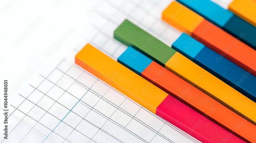 Poster Vibrant Layered Data Visualization Depicting Complex Financial Analysis and Analytics with Crisp White Background and Grid Lines