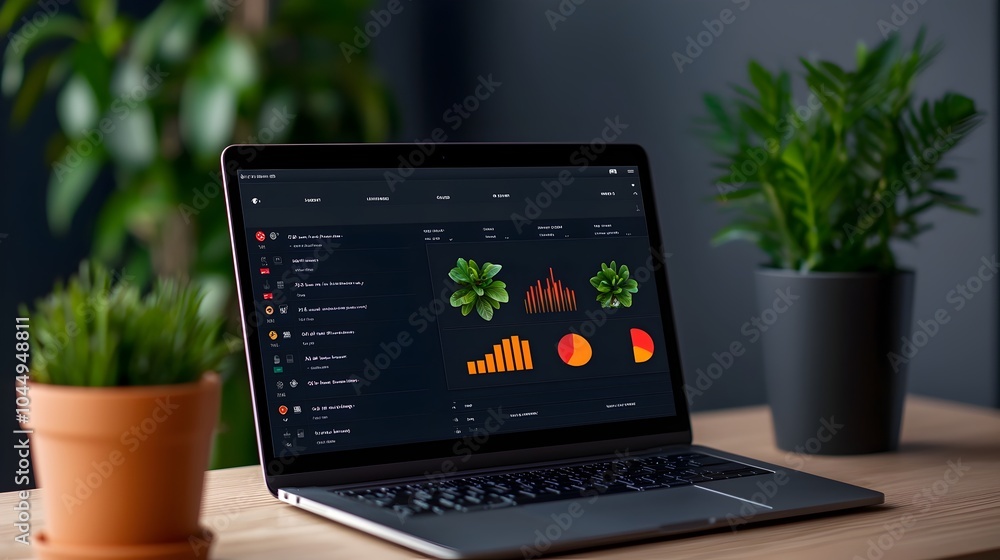 Poster Futuristic 3D dashboard with advanced data visualizations enabling business intelligence and strategic marketing decisions based on customer insights and data driven analytics