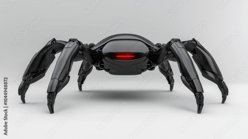 Poster futuristic black robotic spider a glimpse into advanced engineering and design