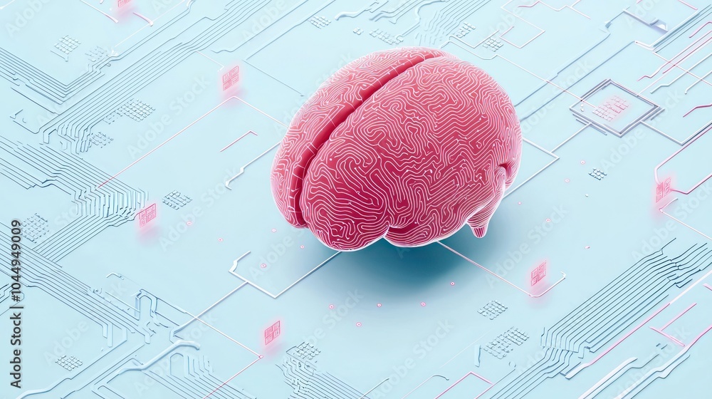 Poster exploring the intersection of neuroscience and technology the digital brain concept