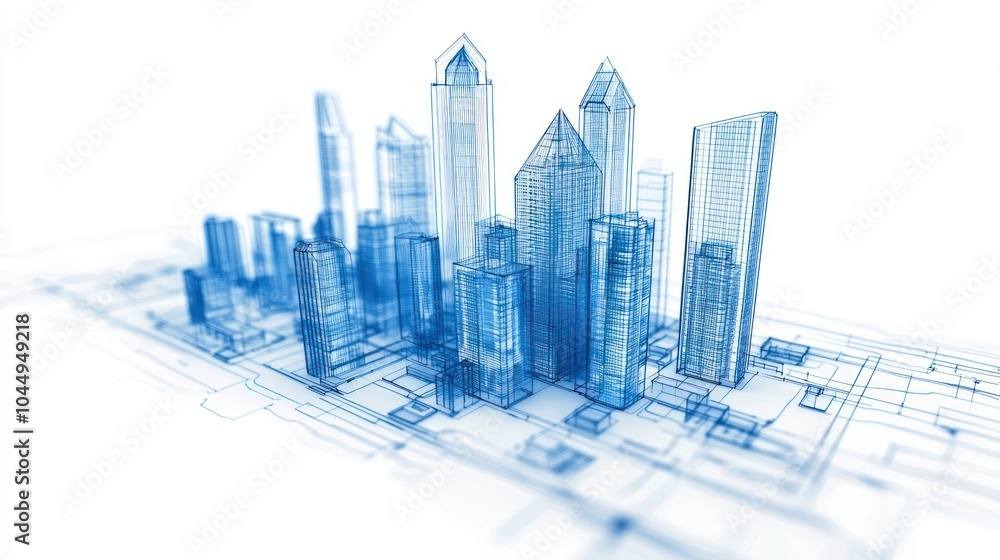 Poster futuristic cityscape a detailed 3d rendering of modern architecture in an urban environment