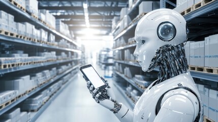 Fototapeta premium Exploring the integration of robotics and technology in modern warehousing operations