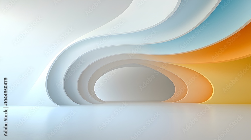 Fototapete Soft sweeping lines forming an abstract background with subtle color transitions and smooth textures creating a modern and visually captivating aesthetic