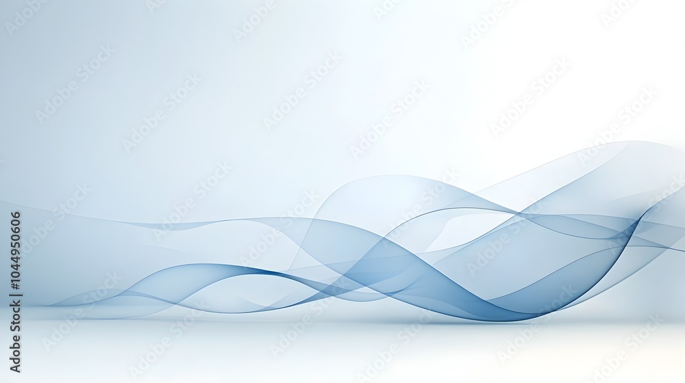 Poster Minimalist Abstract Composition with Smooth Intersecting Lines Creating a Sense of Movement and Flow Through Soft Gradient Layering