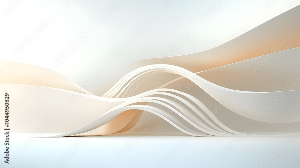 Aufkleber Smooth geometric lines gently intersecting and layering to create a dynamic flowing composition with soft gradients and a sense of movement and harmony  Abstract digital with a modern