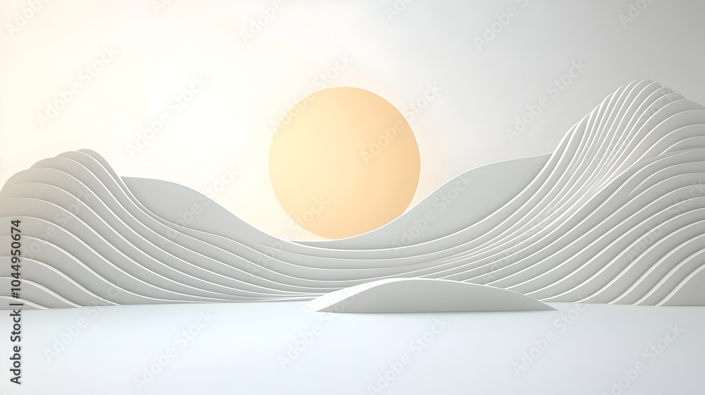 Poster A smooth flowing abstract background with wavy curved lines creating a futuristic dynamic design  Soft lighting and gradients add depth and dimension to the elegant digital pattern