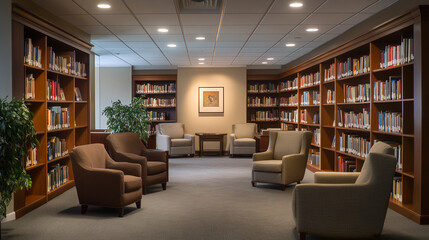 Office Library with Comfortable Seating 