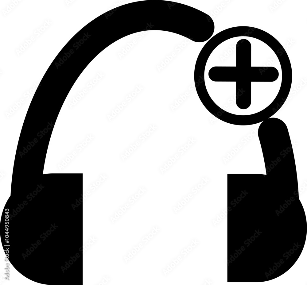 Poster headphone add icon. replaceable vector design.