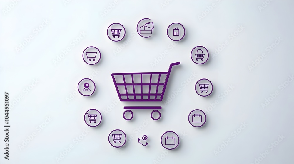 Aufkleber neumorphic style shopping cart icon with a sleek modern design featuring 3d outline buttons and vibr
