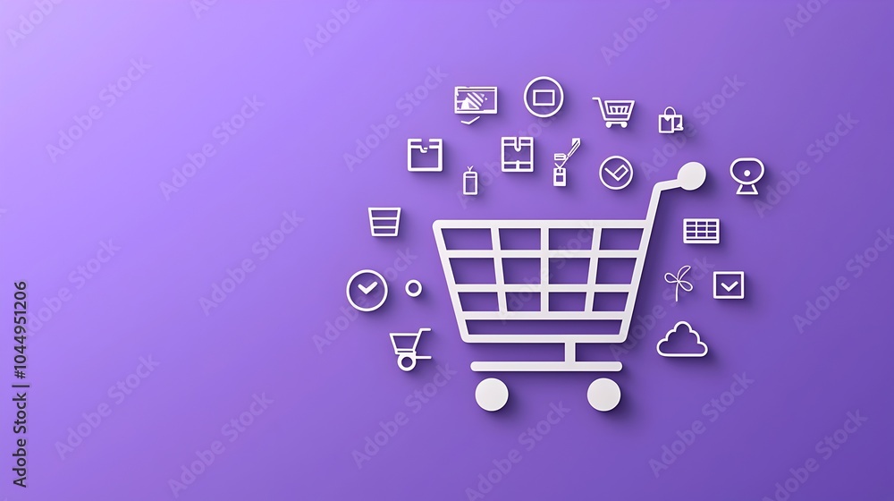 Aufkleber Sleek and modern purple gradient shopping cart icon featuring neumorphic style buttons perfect for ecommerce online shopping and digital marketing visuals