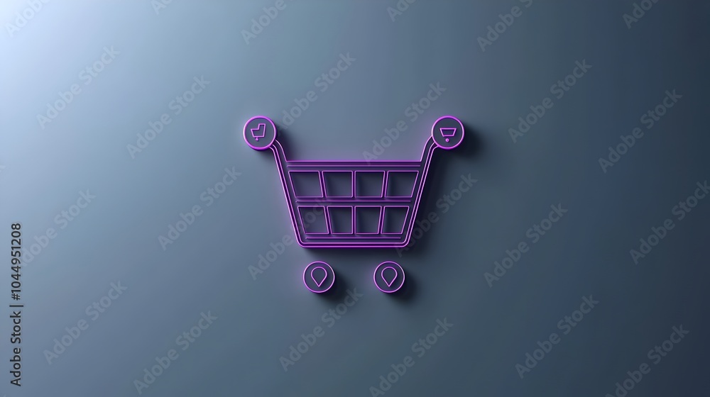 Fototapete neumorphic design shopping cart icon with soft purple gradients 3d pin buttons and sleek outlines sy
