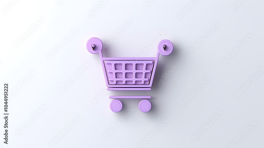 Fototapete elegant neumorphic shopping cart icon with soft purple gradients 3d pin buttons and sleek outlines s