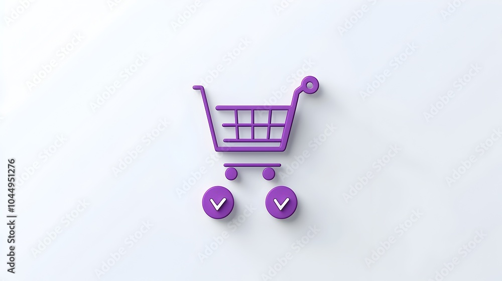 Fototapete neumorphic shopping cart icon design with soft purple gradients 3d pin buttons and sleek outlines sy