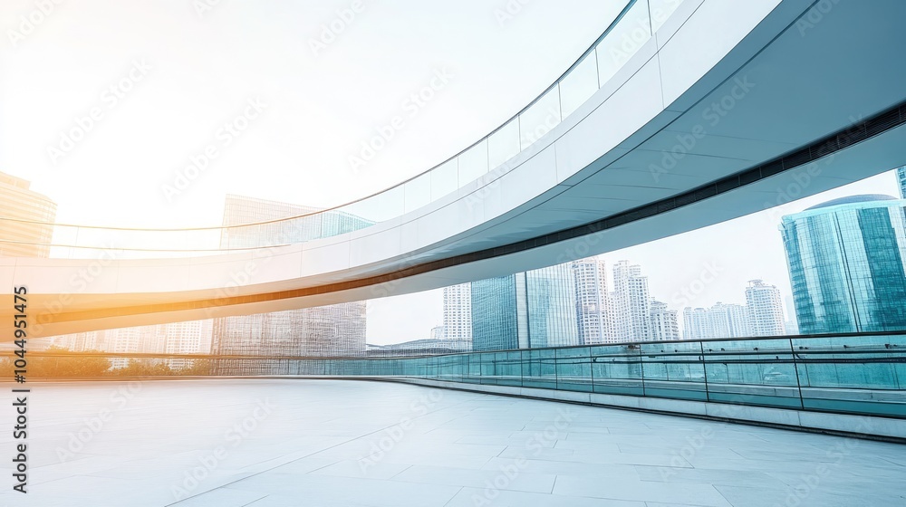 Poster modern architecture with curved lines and skyline view