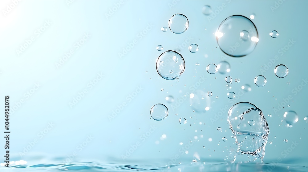 Poster soothing minimalist underwater bubble gradient background with gentle floating bubbles in soft paste