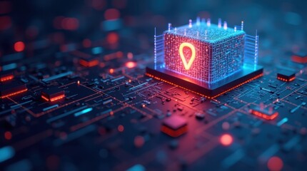 A 3D visualization of a digital firewall featuring a glowing protective barrier that blocks cyber threats, showcasing layers of security and technology.