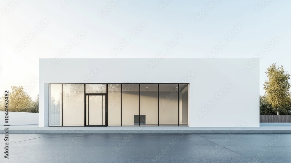 Poster modern minimalist architecture with large windows